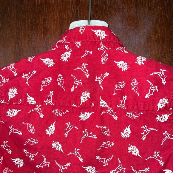 Sovereign Code Shirt boys 4T Dinosaur Print long Sleeve Button Up red - Picture 8 of 8